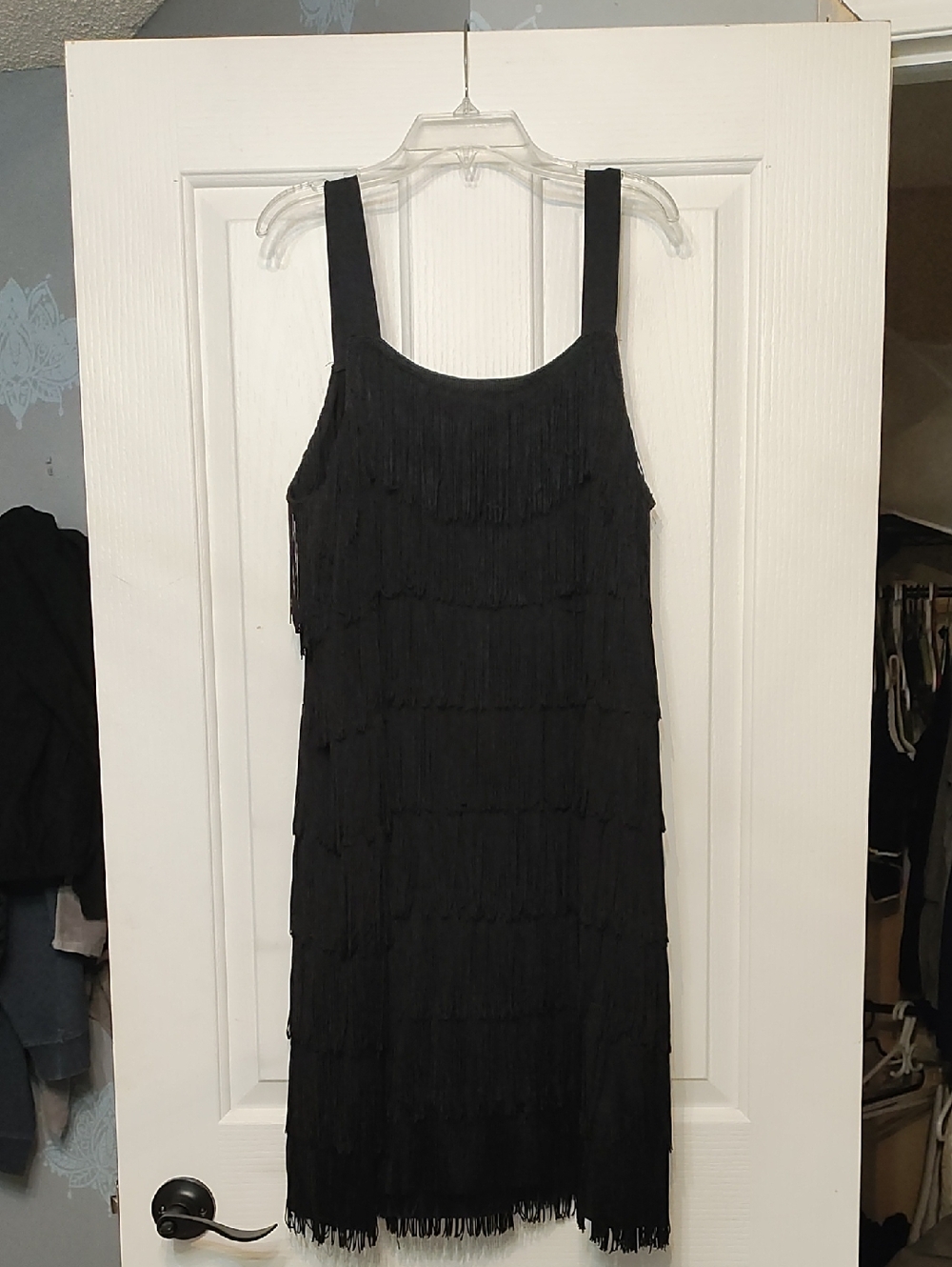 INC International Concepts Black Fringe Mini Dress